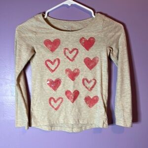 Cherokee Girls Distressed Long Sleeve T-Shirt Heart Graphic Sequins Size 6/6X